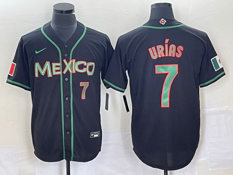 Men 2023 World Cub Mexico 7 Urias Black green Nike MLB Jersey4